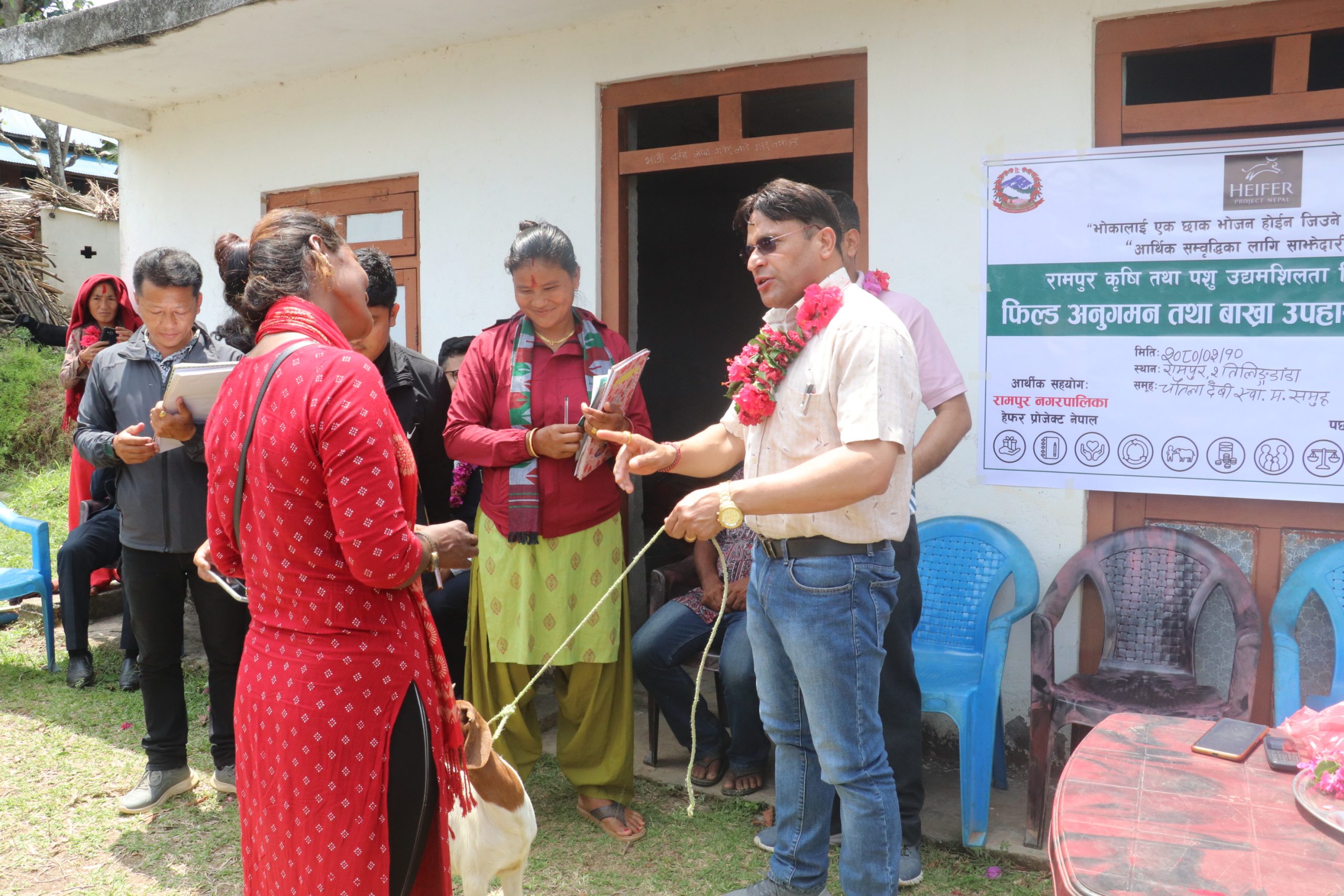 रामपुर २ तिलिङडाँडा पाल्पामा महिला दिदिबहिनीहरुलाई बाख्रा उपहार हस्तान्तरण